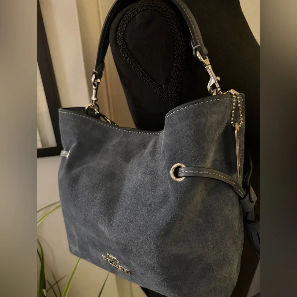 Coach Andy Blue Suede Crossbody Bag - Picture 10 of 11